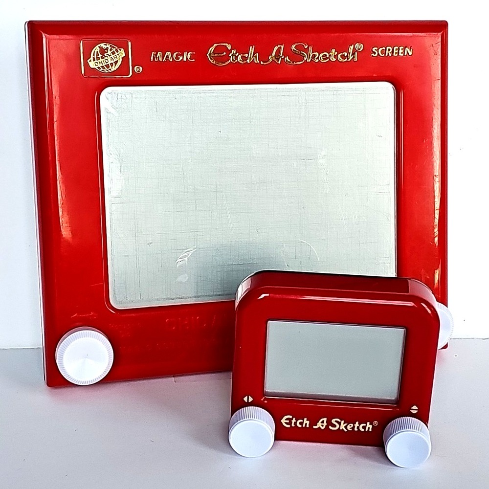 Vintage Ohio Art Etch A Sketch Magic Screen and Pocket Spin Master Bundle Red